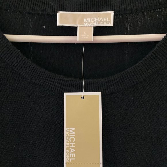 Michael Kors Black Cold Shoulder Sweater/Zipper Accent/Size L/$150 RETAIL/NEW!!! - Picture 3 of 7